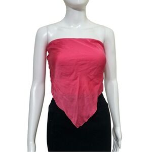 Free People One Long Pink Satin Scarf Top